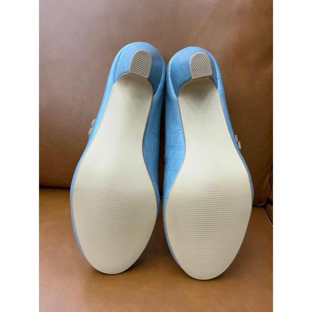 Journee Collection Windy Pump Womens 12 Blue Excellent Croc Mary Jane Heel